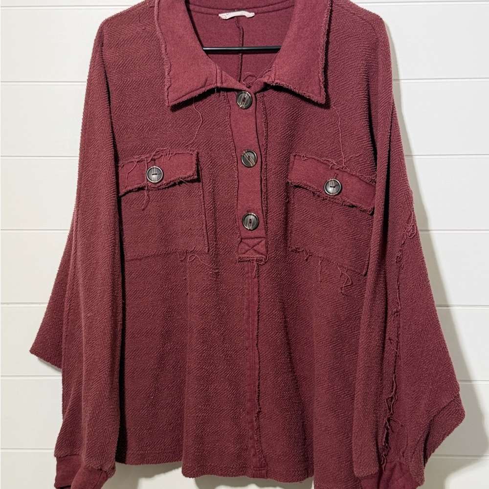 BUCKETLIST Maroon Knit Top